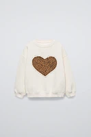 ANIMAL PRINT HEART SWEATSHIRT