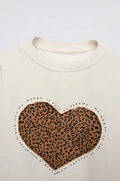 ANIMAL PRINT HEART SWEATSHIRT