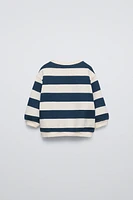 STRIPED FLOCKED TEXT SWEATSHIRT