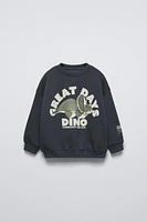 FLOCKED DINOSAUR SWEATSHIRT