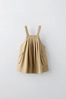 FLOWY PINAFORE DRESS WITH POCKETS