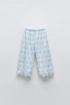 FLORAL EMBROIDERY PANTS