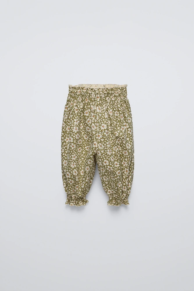 ELASTIC FLORAL PANTS