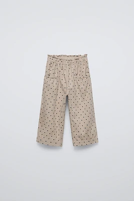 FINE-WALED POLKA DOT CORDUROY PANTS