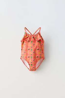 2-6 YEARS/ RUFFLED BEACH MOTIF SWIMSUIT