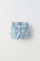 FLORAL DENIM SHORTS