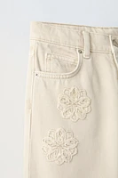 FLORAL EMBROIDERY STRAIGHT LEG JEANS