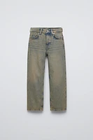 DISTRESSED EFFECT WIDE LEG JEANS