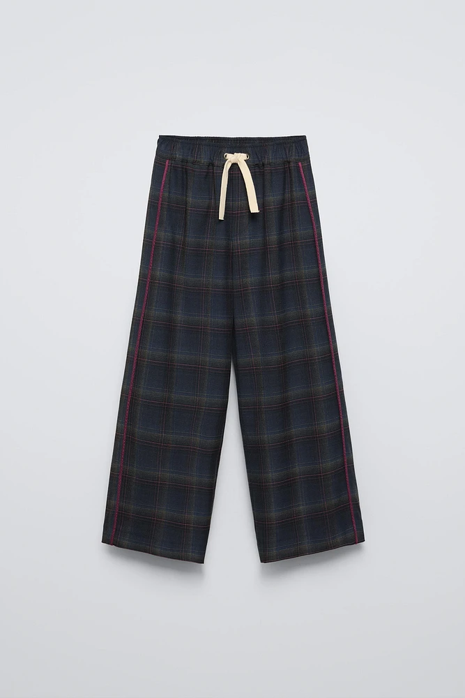 PLAID PANTS WITH STRIPE