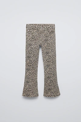 ANIMAL PRINT FLARED JEANS