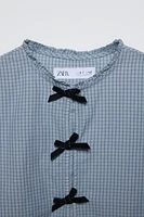 CHECKED SHIRT WITH VELVET BOWS