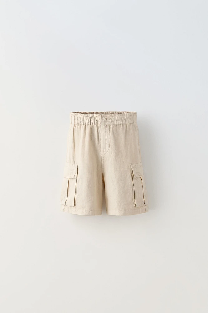 LINEN CARGO SHORTS