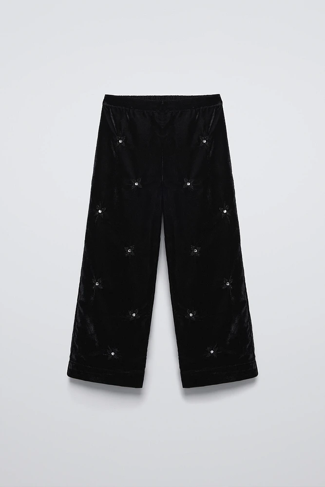 BEADED VELVET PANTS