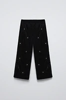 BEADED VELVET PANTS