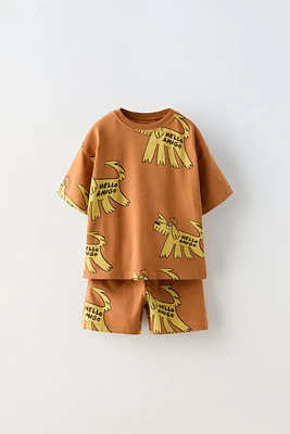 LITTLE DOGS T-SHIRT AND JOGGER SHORTS MATCHING SET