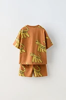 LITTLE DOGS T-SHIRT AND JOGGER SHORTS MATCHING SET