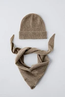 PACK OF 100% CASHMERE KERCHIEF AND HAT