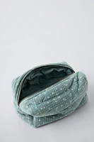 LEAF PRINT TEXTURED TOILETRY BAG