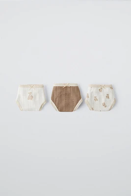 6- YEARS/ THREE-PACK OF POINTELLE BEAR UNDERWEAR