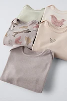 FIVE-PACK OF ANIMALS PRINT BODYSUITS