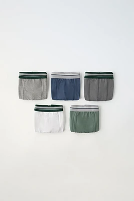 6- YEARS/ FIVE-PACK OF STRIPED BOXERS