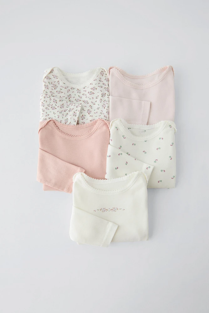 FIVE PACK OF FLOWER BODYSUITS