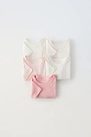 FIVE PACK OF BODYSUITS WITH BOWS