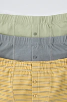 6-14 YEARS/ THREE-PACK OF STRIPED BUTTONED BOXERS