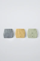 6-14 YEARS/ THREE-PACK OF STRIPED BUTTONED BOXERS