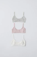 9-14 YEARS/ THREE PACK OF RHINESTONE BRALETTES