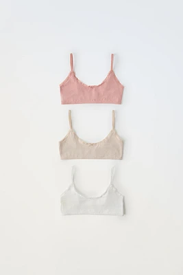 9-14 YEARS/ THREE-PACK OF TEXTURED BRALETTES