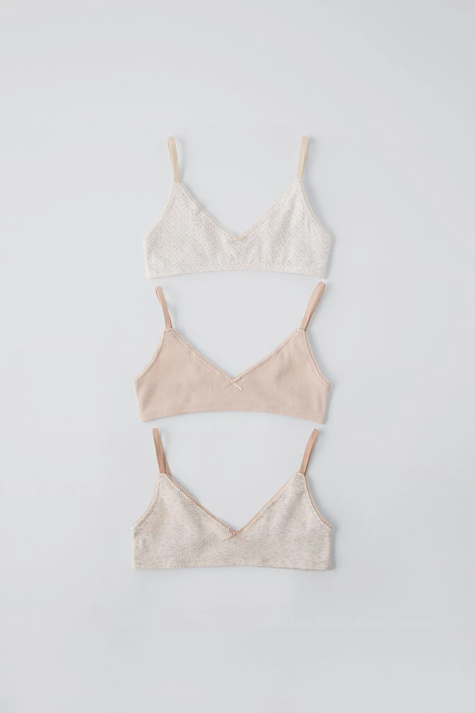 9-14 YEARS/ THREE-PACK OF PRINTED BRALETTES