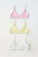 9-14 YEARS/ THREE-PACK OF STRUCTURED FLORAL BRALETTES