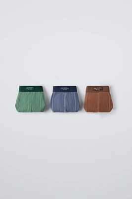 6-14 YEARS/ THREE-PACK OF RIB LABEL BOXERS