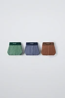 6-14 YEARS/ THREE-PACK OF RIB LABEL BOXERS