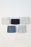 6-14 YEARS/ FIVE-PACK OF PLAID AND STRIPED BOXERS