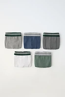 6- YEARS/ FIVE-PACK OF STRIPED BOXERS