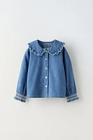 DENIM EMBROIDERED COLLAR SHIRT