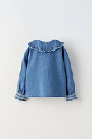 DENIM EMBROIDERED COLLAR SHIRT