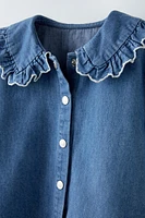 DENIM EMBROIDERED COLLAR SHIRT