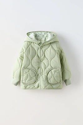 WATER REPELLENT HOODED QUILTED JACKET