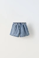 PLEATED DENIM SKORT