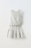 STRUCTURED STRIPED TOP AND SKIRT MATCHING SET