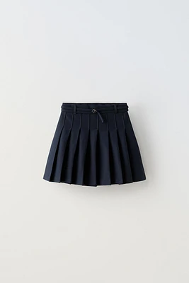 BELTED BOX PLEATED SKIRT