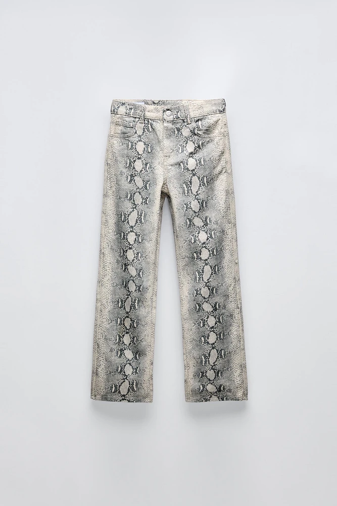 STRAIGHT LEG SNAKE PRINT JEANS