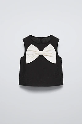 WRINKLED LOOK BOW TOP