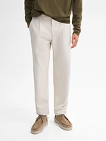 Cotton blend slim fit darted trousers