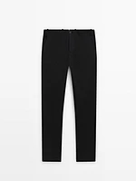 Cotton blend tapered fit trousers