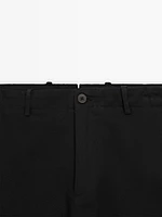 Cotton blend tapered fit trousers