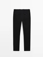 Cotton blend tapered fit trousers